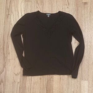 J. Jill Black Lace V-Neck Top